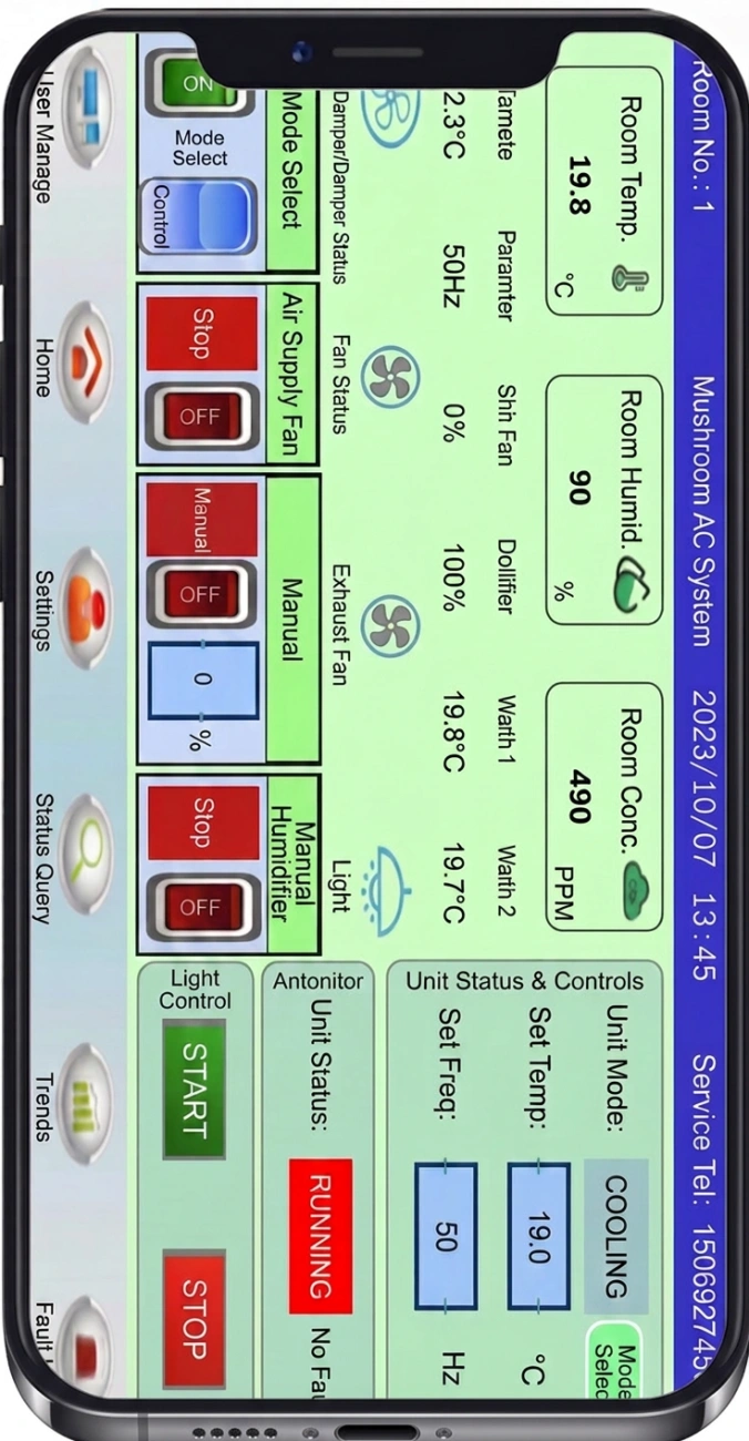 Smart Cabin Mushroom Room 18 Four Environmental Control Systems